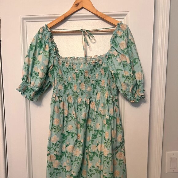 Hill House Athena Nap Dress in Blue Roses Poplin - Picture 3 of 5